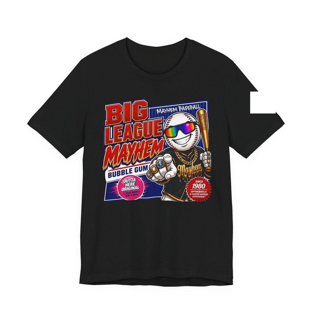 Big League Mayhem Bubble Gum Baseball Tee Black